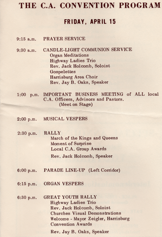 Friday schedule of events