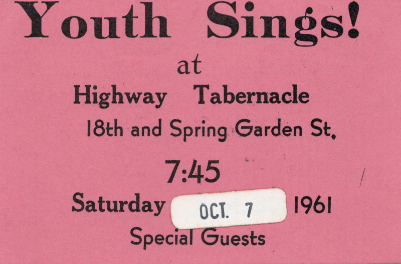 Invitation card for special guest to the "Youth Sings!" event at Highway