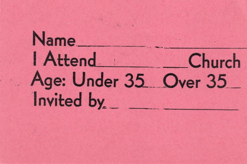 Name of guest, guest's home church, guest's age, and name of person who invited the guest