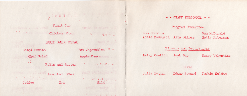 Menu; Staff personnel