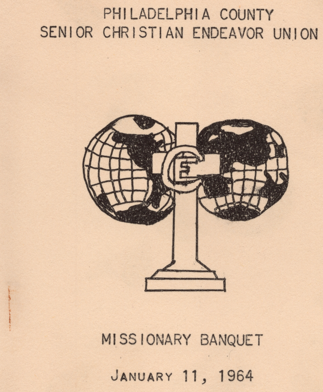 Cover: "Philadelphia County Senior Christian Endeavor Union, Missionary Banquet, January 11, 1964"
