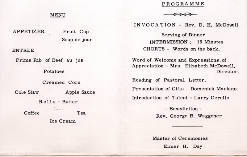 Menu; Program of performances