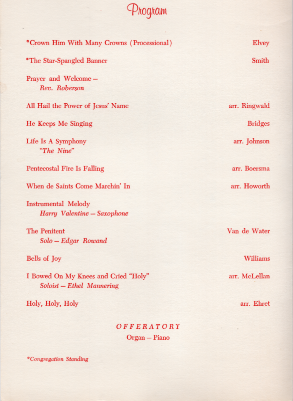 Program of performances, offeratory