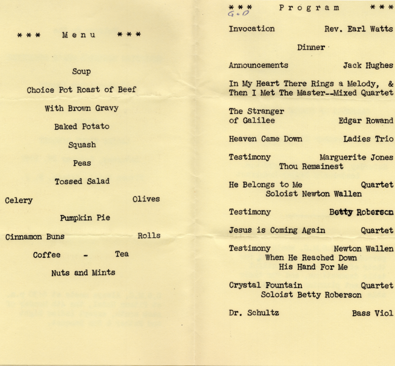 Menu; Program of events