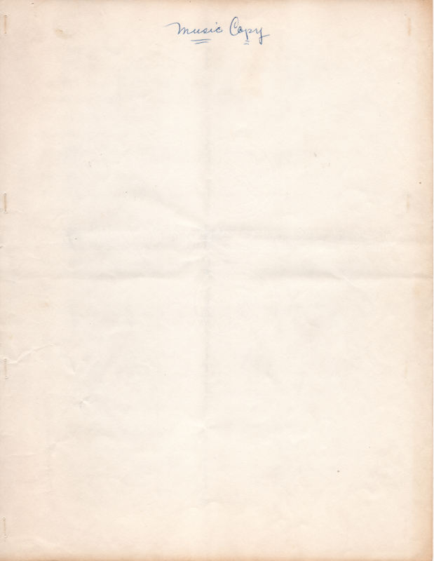 Musical tribute to the life of Elizabeth McDowell, choir directress, with the first page marking this copy of the script as a music copy
