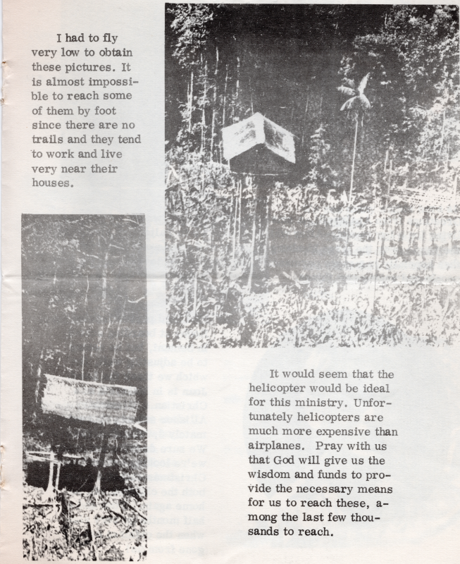 More photographs of a house on stilts. Donald describes how difficult the photos were to capture from a plane, and discusses fundraising and prayer for a helicopter to reach those living this housing