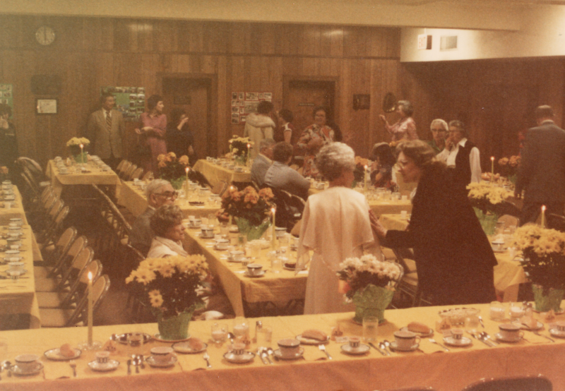 Congregants look for seats at Highway's 85th Anniversary/ Missions Convention Banquet