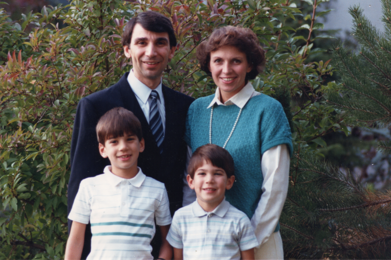 Portrait of Missionaries Al and Emanuela Perna with their sons Marc and Daniel