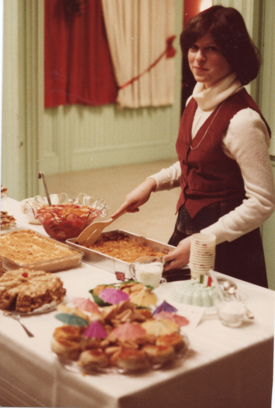 A woman serves food