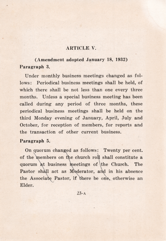 Amendment of Manual: Article V- Meetings
