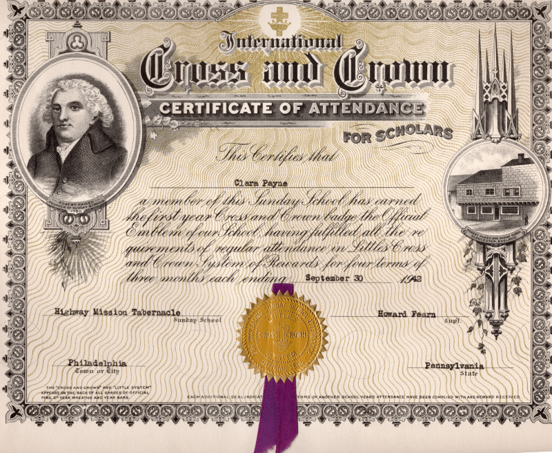 Presented to Clara Payne