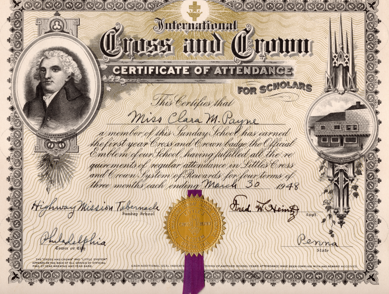 Presented to Clara Payne