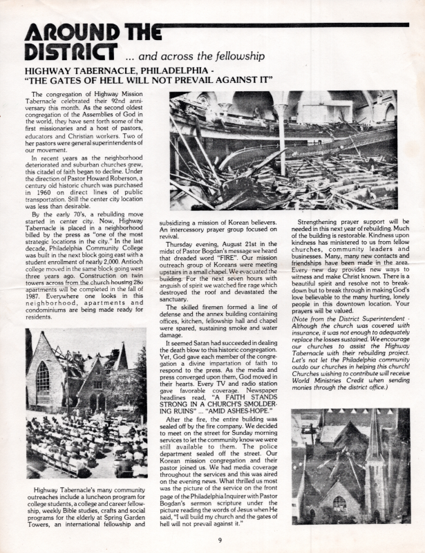 Article from a AG District publication about the fire at Highway