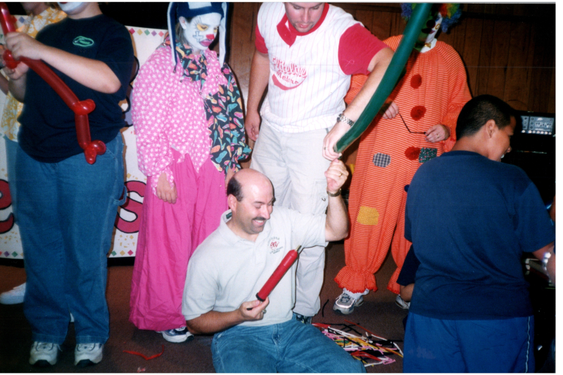 Clowns and balloon animals with Sara Ashleyn, Jason, Johnny, and their pastor