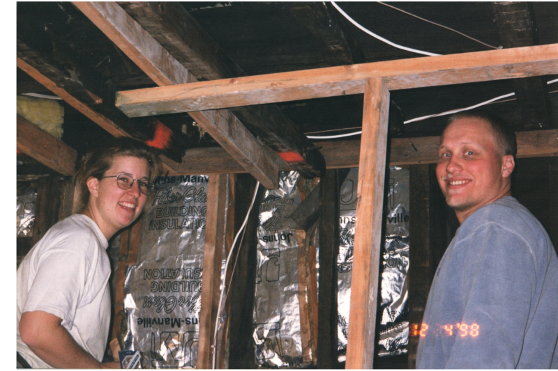 Mike and Maria Wulin help with a construction project