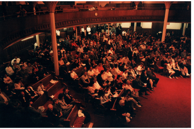 Picture of the congregation seated in the sanctuary of the building at 18th and Spring Garden Streets