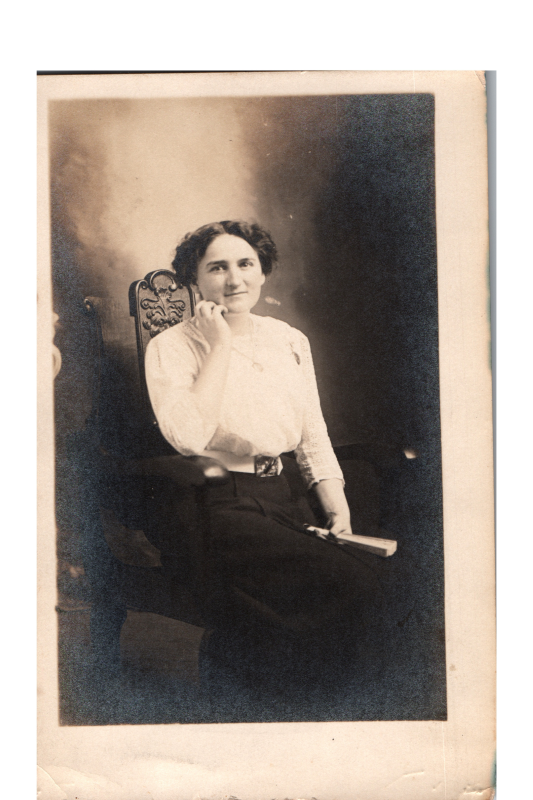 Postcard featuring a portrait of a woman