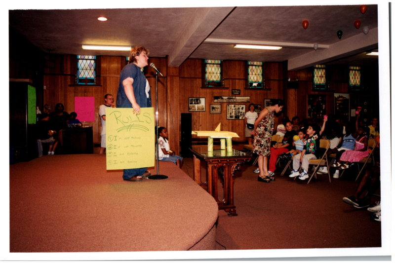 Leaders lead a children's activity