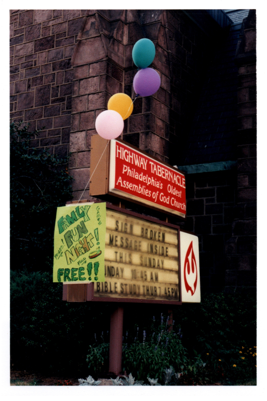 Sign advertising family fun night