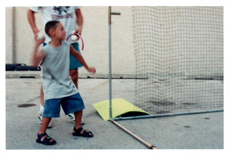 Boy throws a ball