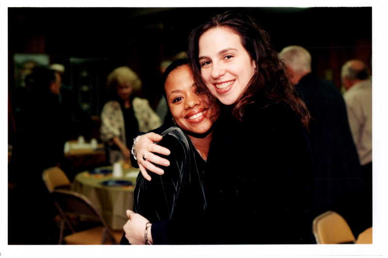 Two women pose together