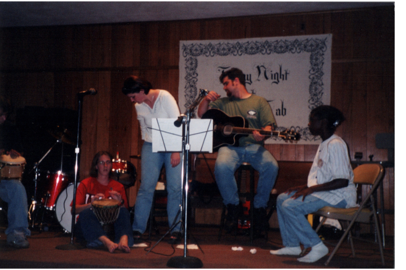 A group plays music together