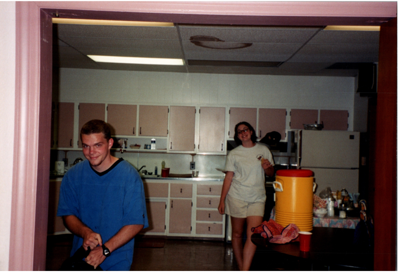 Group works in the church kitchen