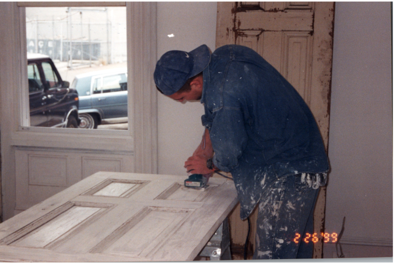 Sanding a door
