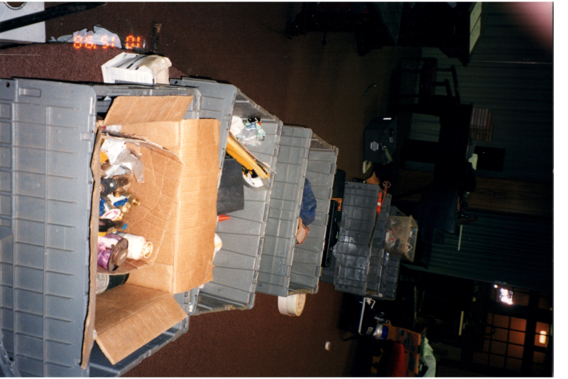 Materials sorted in crates