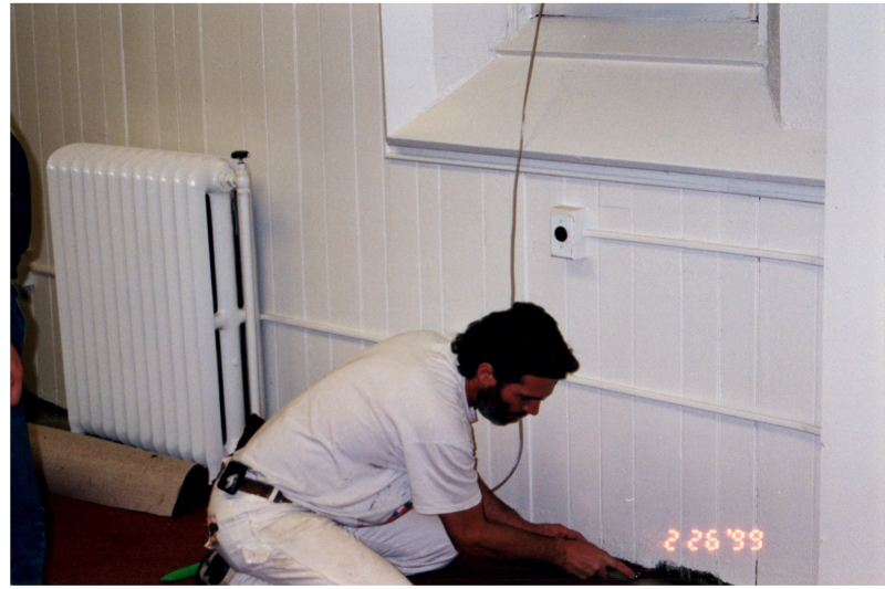 A man paints