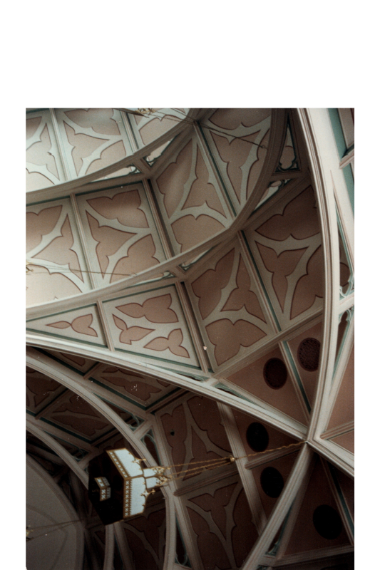 Reconstructed interior ceiling in the sanctuary