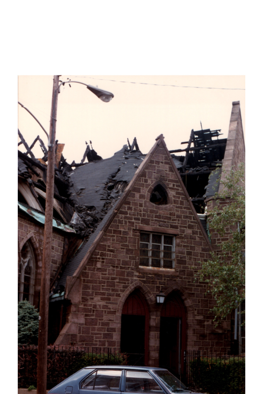 Fire-damaged roof