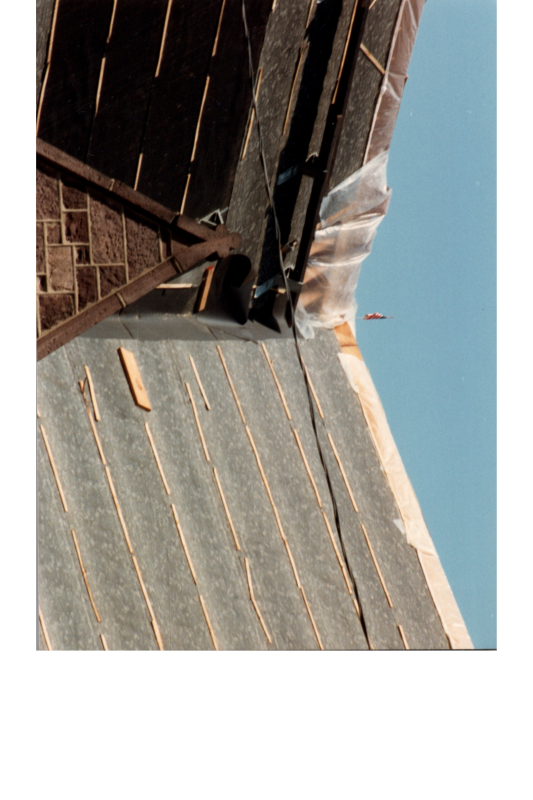 Boarded up roof