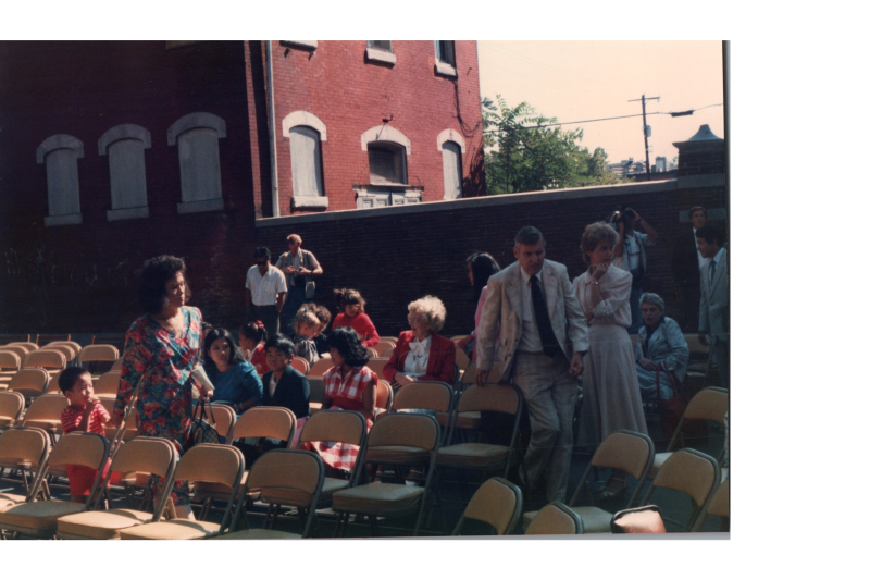 Service held outside after fire damage to the church