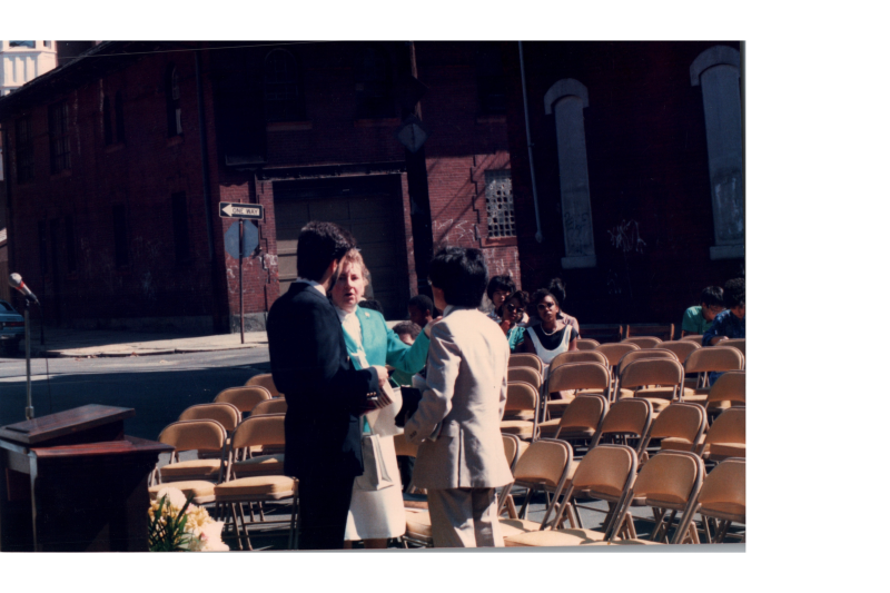 Service held outside after fire damage to the church