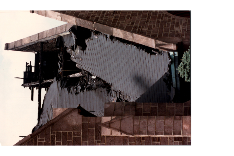 Fire-damaged roof