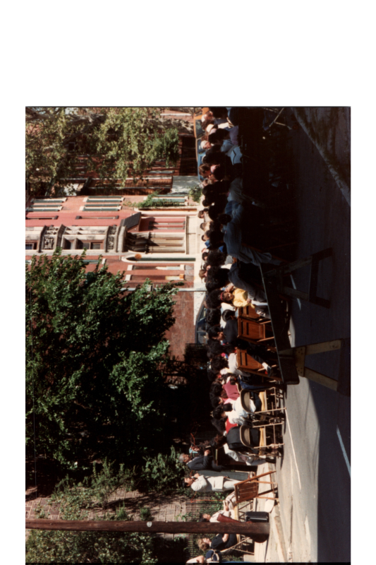 Service held outside after fire damage to the church