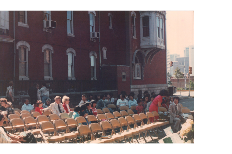 Service held outside after fire damage to the church