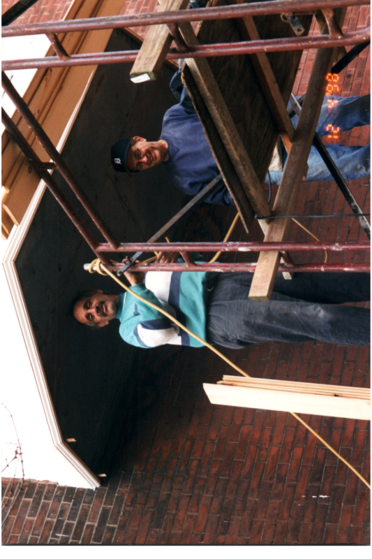 Exterior construction with Rev. Wegner