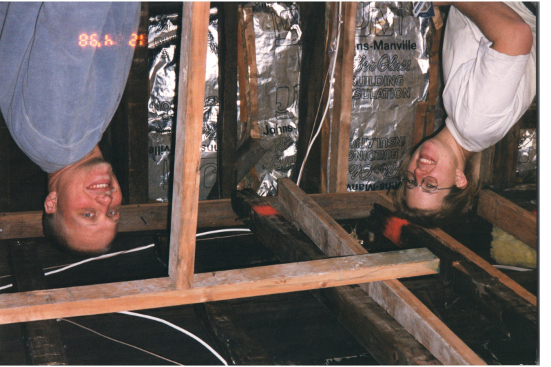 Mike and Maria Wulin help with construction
