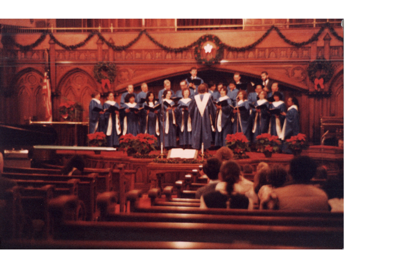 Adults sing as a choir
