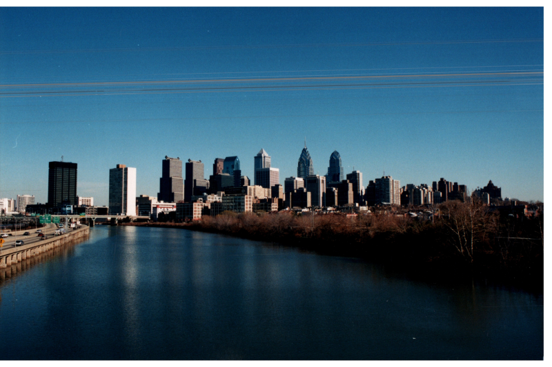 Shot of Center City and the river