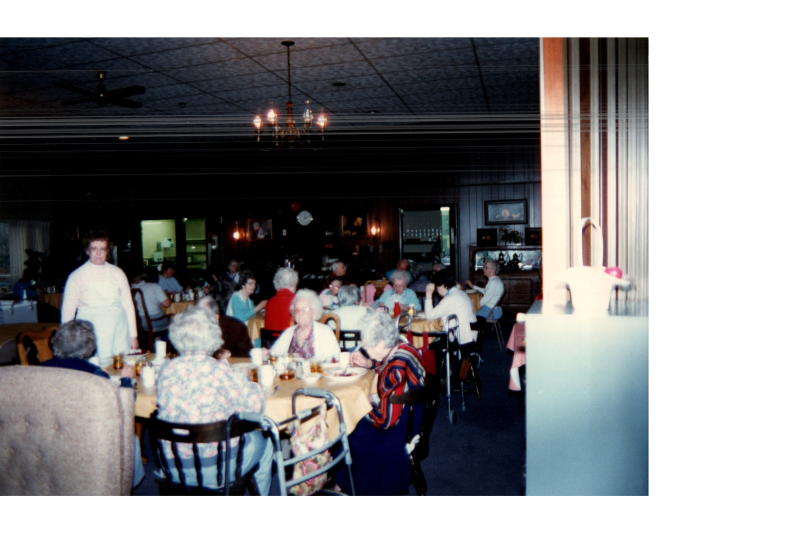 Residents eat together