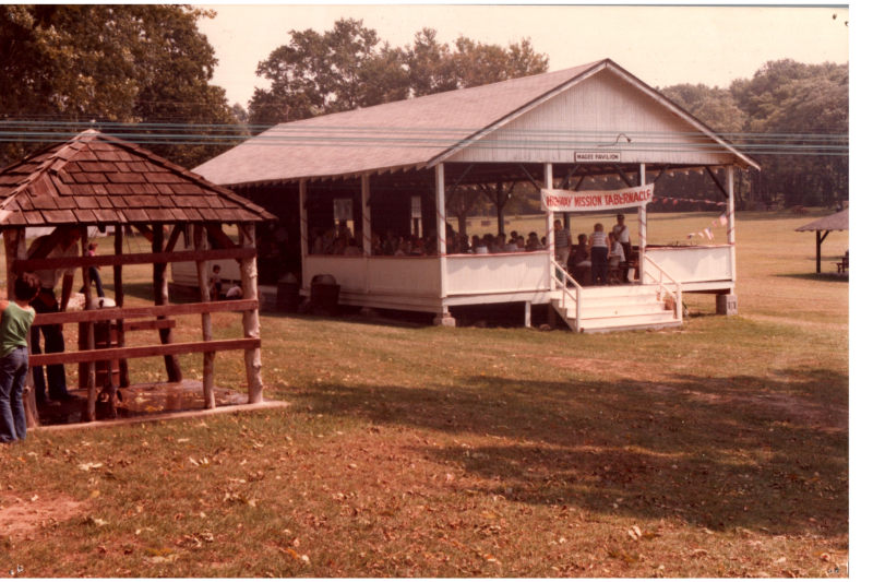 Pavillion with the "Highway Mission Tabernacle" banner