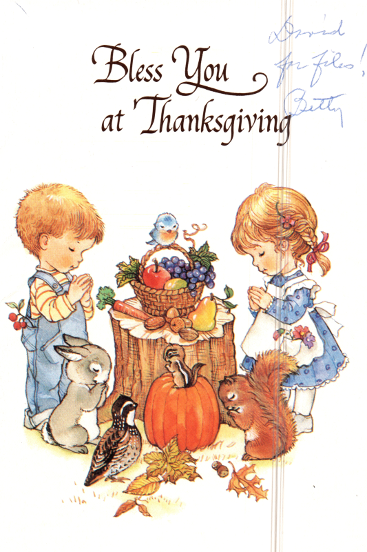 Thanksgiving card with images from Ms. Betty Roberson