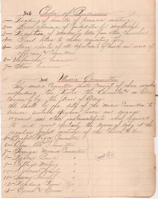 Amendments: #3- Order of Business, #4- Music Committee