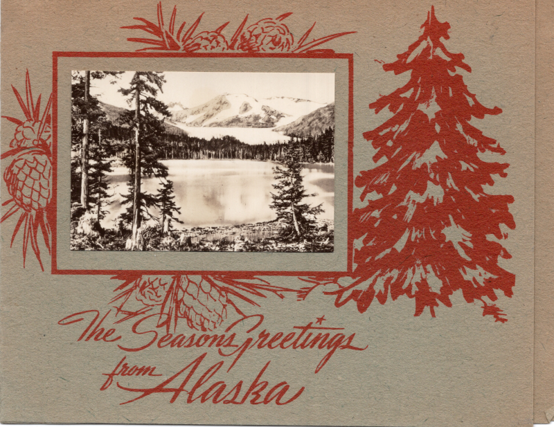 Cover reading "The Seasons Greetings from Alaska" with an image of Alaska
