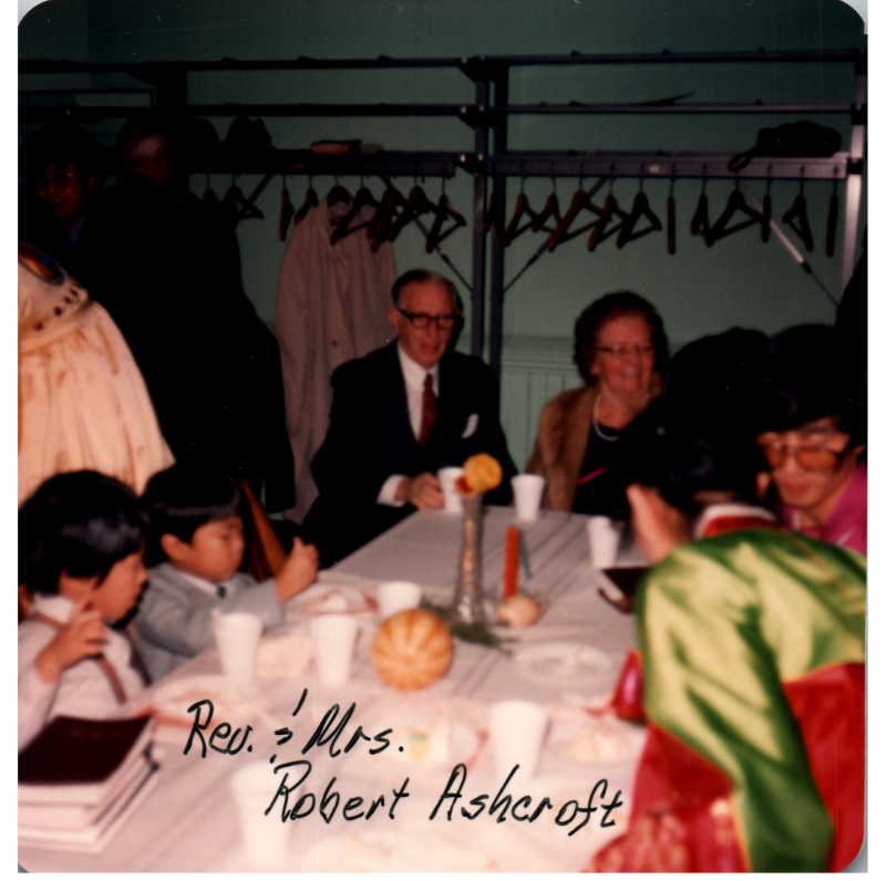 The Ashcrofts dine with members of the congregation