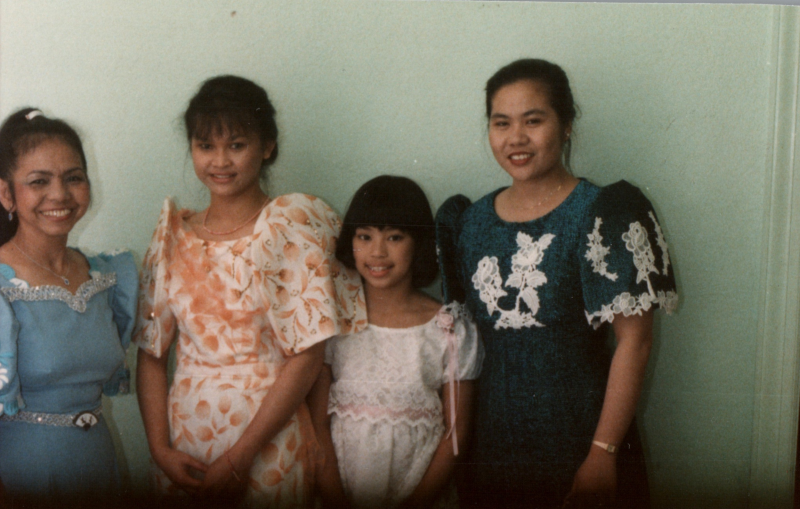A group smiles together