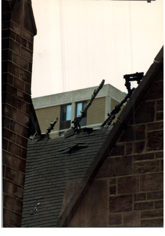 Charred roof